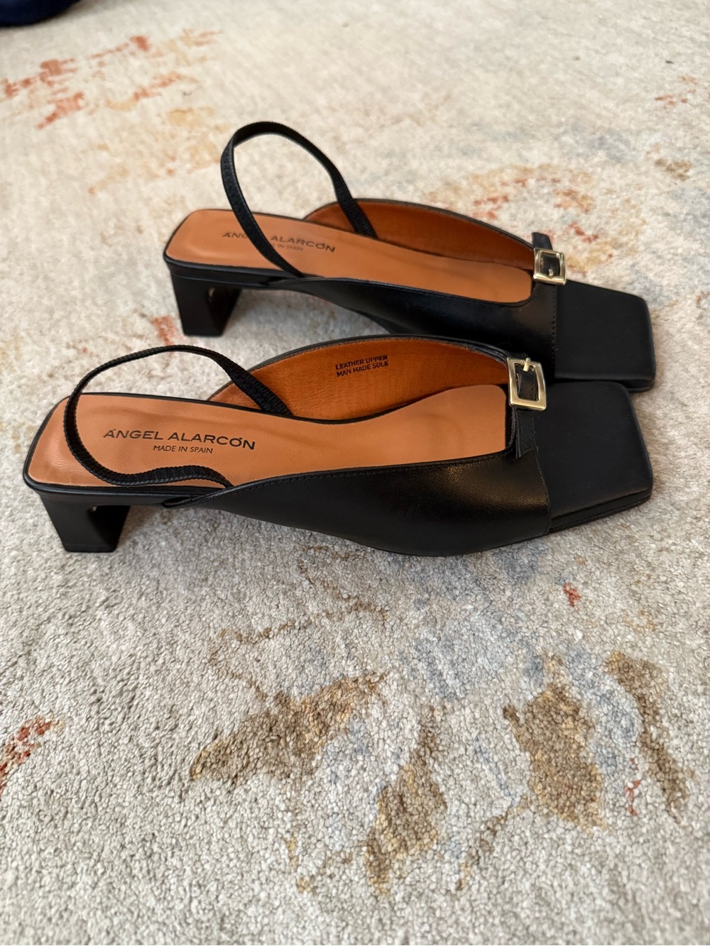ㅤꨄ︎ NWOT Angel Alarcon black Square-Toe Slingback Heels - handmade in Spain - Picture 5 of 7